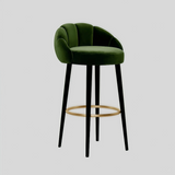 Luxury American-Style Velvet & Solid Wood High Bar Stool