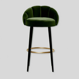 Luxury American-Style Velvet & Solid Wood High Bar Stool