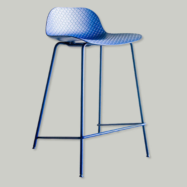 Modern High Bar Stool with Textured Seat and Metal Frame