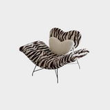 Heart-Shaped Lounge Chair – Modern Statement Accent Chair with Zebra Print & Plush Heart Cushion