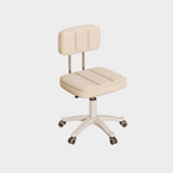 Modern Adjustable Vanity Chair with Backrest – Compact Swivel Makeup & Nail Stool, PU Leather, 360° Rotation, Ergonomic Design