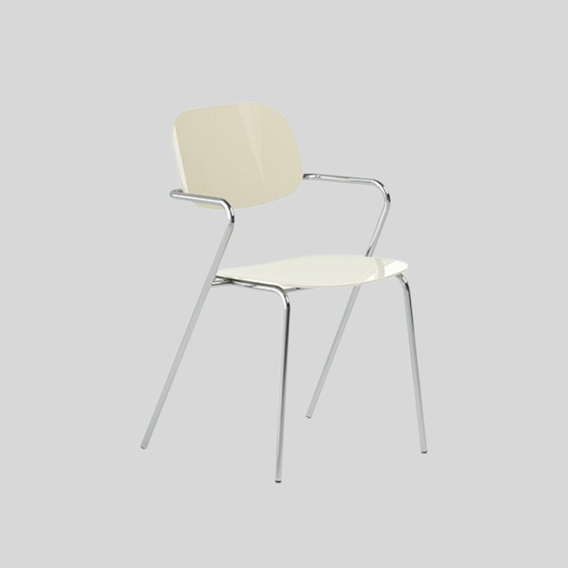 Modern Glossy Acrylic Armchair – Minimalist Dining & Café Chair with Chrome Frame