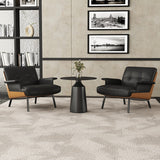 Modern Tufted Microfiber Leather Accent Chair with Arms