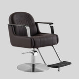 Modern Swivel Salon Chair – Adjustable Height, Faux Leather Upholstery & Gold/Chrome Base with Footrest