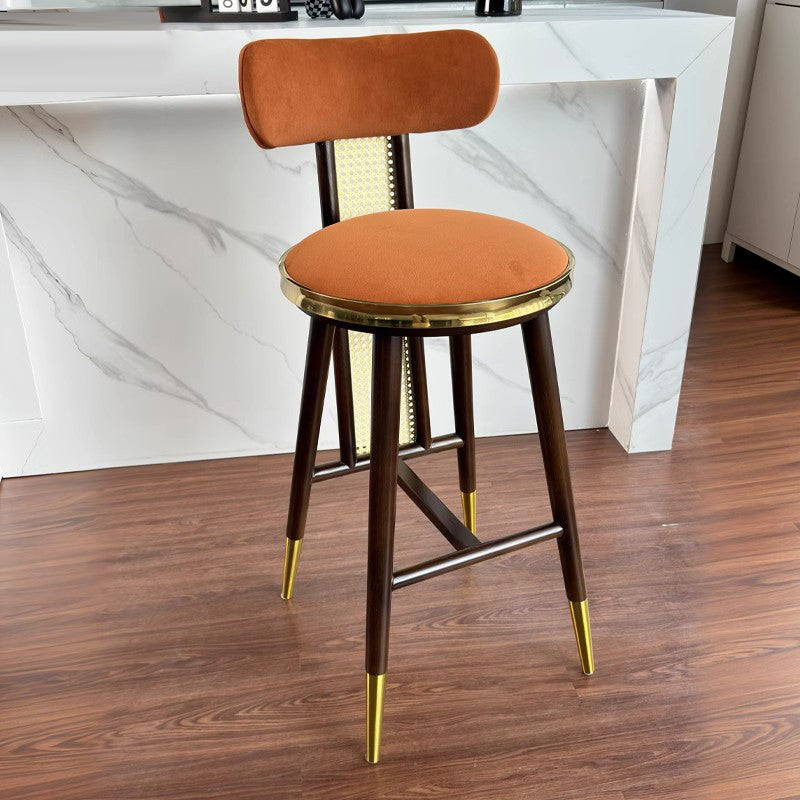 Light Luxury Kitchen Bar Chairs Solid Wood Bar Stools Home Furniture Modern Household Barstool High Bar Chair