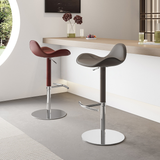 Saddle Leather Bar Stool - Swivel and Height Adjustable Kitchen Island Seat