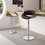 Italian Minimalist Genuine Leather Bar Stool, Adjustable Swivel Island Chair