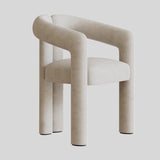 Modern Curved Velvet Dining Chair – Minimalist Upholstered Armchair with Sculptural Design