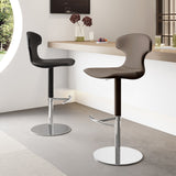 Modern Luxury Saddle Leather Bar Stool - Adjustable Swivel Counter Chair
