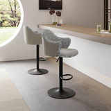 Cotton Linen Swivel Bar Stool – Adjustable Height Counter Chair