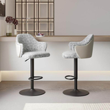 Cotton Linen Swivel Bar Stool – Adjustable Height Counter Chair