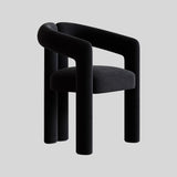 Modern Curved Velvet Dining Chair – Minimalist Upholstered Armchair with Sculptural Design