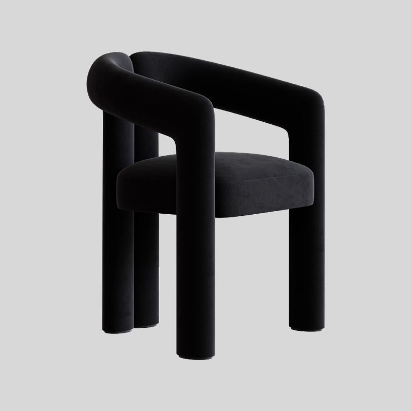 Modern Curved Velvet Dining Chair – Minimalist Upholstered Armchair with Sculptural Design