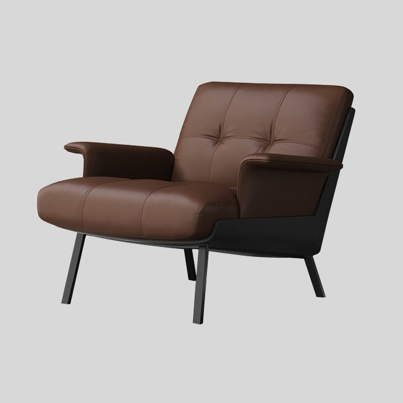 Modern Tufted Microfiber Leather Accent Chair with Arms