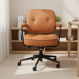 Minimalist Leather Swivel Office Chair – 360° Rotation, Multi-Functional Design for Home Office, Meetings & Lobby Spaces