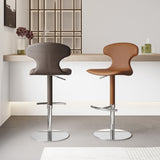 Modern Luxury Saddle Leather Bar Stool - Adjustable Swivel Counter Chair