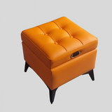 Tufted Faux Leather Storage Ottoman Bench with Handle – Multiple Sizes