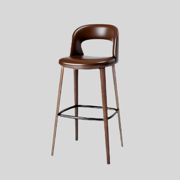 Modern Curved-Back Bar Stool – Customisable Height, Fabric or Leather Upholstery