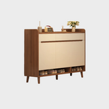 Modern Nordic Solid Wood Dining Chair – Rattan Backrest & Faux Leather Seat, Minimalist Design for Homes, Cafés & Boutique Spaces