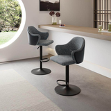 Cotton Linen Swivel Bar Stool – Adjustable Height Counter Chair