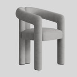 Modern Curved Velvet Dining Chair – Minimalist Upholstered Armchair with Sculptural Design