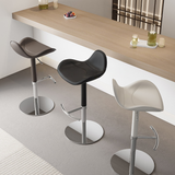 Saddle Leather Bar Stool - Swivel and Height Adjustable Kitchen Island Seat