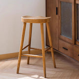 Shaker Style Quality Solid Wood Bum Bar Stool with Saddle Seat, Natural Wooden Stool, Kitchen Island Counter Height Stool