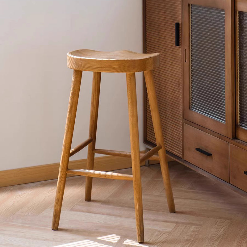 Shaker Style Quality Solid Wood Bum Bar Stool with Saddle Seat, Natural Wooden Stool, Kitchen Island Counter Height Stool