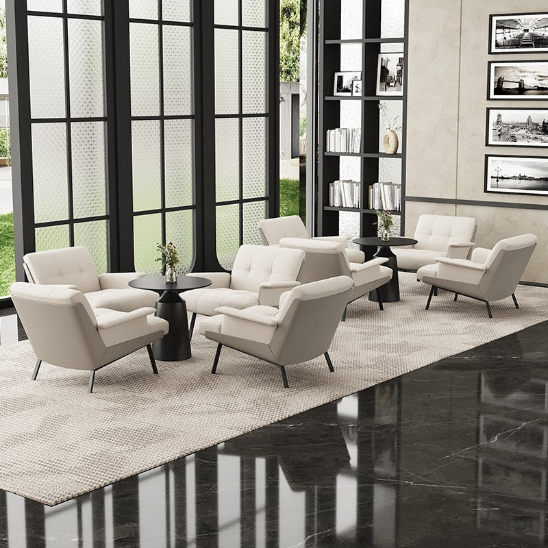 Modern Tufted Microfiber Leather Accent Chair with Arms