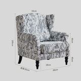 Vintage Floral Wingback Armchair – Classic Upholstered Lounge Chair with PU Leather Trim