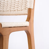 Scandinavian Woven Bar Stool – Solid Wood & Natural Rope Seat