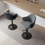 Cotton Linen Swivel Bar Stool – Adjustable Height Counter Chair
