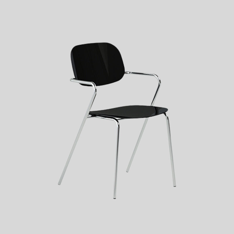 Modern Glossy Acrylic Armchair – Minimalist Dining & Café Chair with Chrome Frame