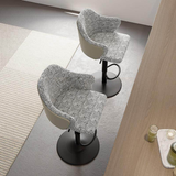Cotton Linen Swivel Bar Stool – Adjustable Height Counter Chair