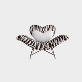 Heart-Shaped Lounge Chair – Modern Statement Accent Chair with Zebra Print & Plush Heart Cushion