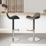 Saddle Leather Bar Stool - Swivel and Height Adjustable Kitchen Island Seat