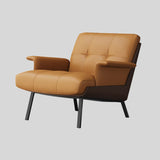 Modern Tufted Microfiber Leather Accent Chair with Arms