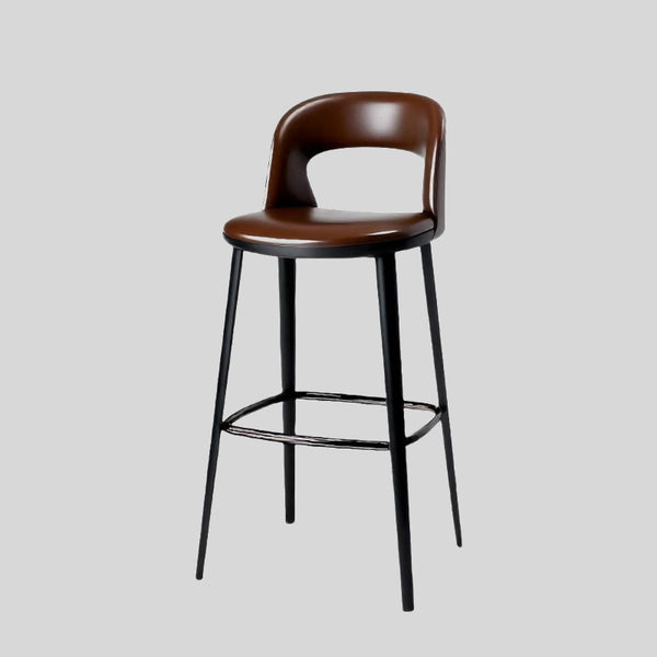Modern Curved-Back Bar Stool – Customisable Height, Fabric or Leather Upholstery