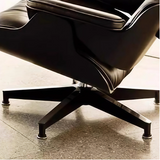 Modern Classic Recliner Lounge Chair with Ottoman – Black Leather & Bentwood Base