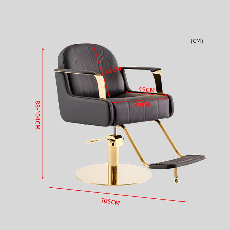 Modern Swivel Salon Chair – Adjustable Height, Faux Leather Upholstery & Gold/Chrome Base with Footrest