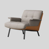 Modern Tufted Microfiber Leather Accent Chair with Arms