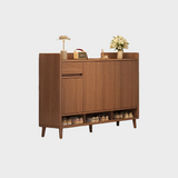 Modern Nordic Solid Wood Dining Chair – Rattan Backrest & Faux Leather Seat, Minimalist Design for Homes, Cafés & Boutique Spaces