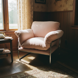 Modern Retro Lounge Armchair with Chrome Frame