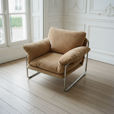 Modern Retro Lounge Armchair with Chrome Frame