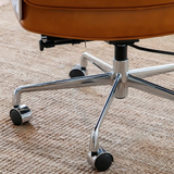Mid-Century Lobby Chair Executive Office Chair – Adjustable Swivel Leather Desk Chair with Aluminum Base