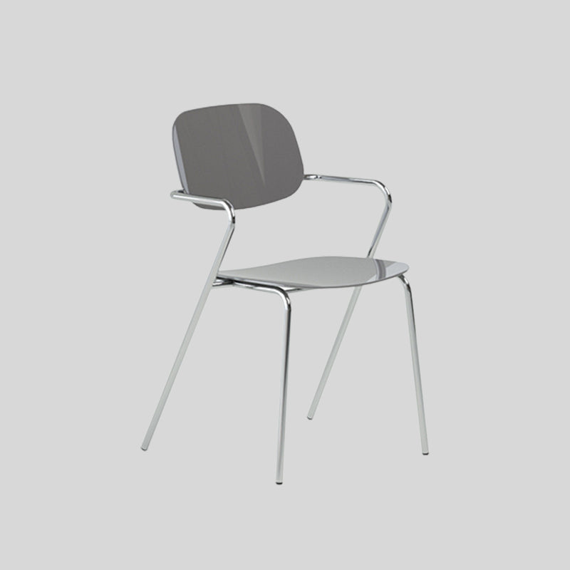 Modern Glossy Acrylic Armchair – Minimalist Dining & Café Chair with Chrome Frame