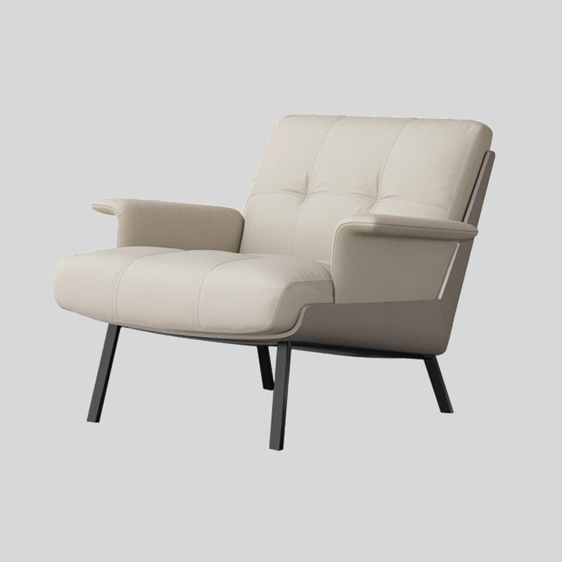 Modern Tufted Microfiber Leather Accent Chair with Arms