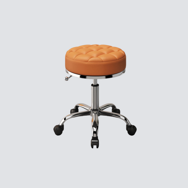 Premium Leather Swivel Salon Stool – 360° Silent Rotation, Height-Adjustable, Metal Base with SGS Gas Lift for Beauty Salons, Makeup Studios & Modern Workspaces