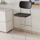Modern Saddle Leather Bar Stool with Chrome Frame