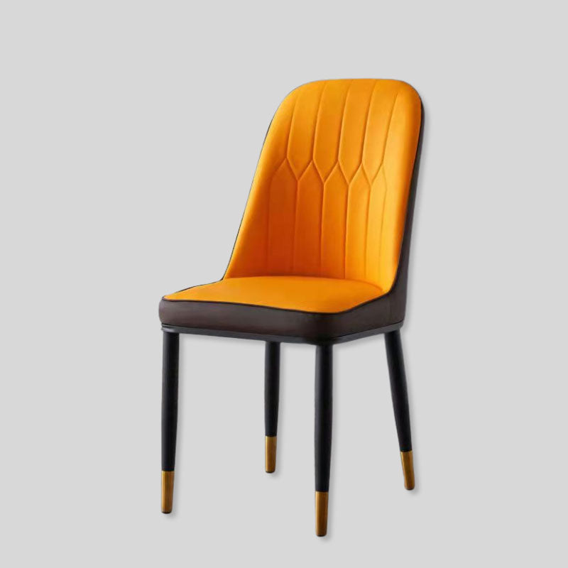 Elegant Faux Leather Dining Chair with Gold-Tipped Legs